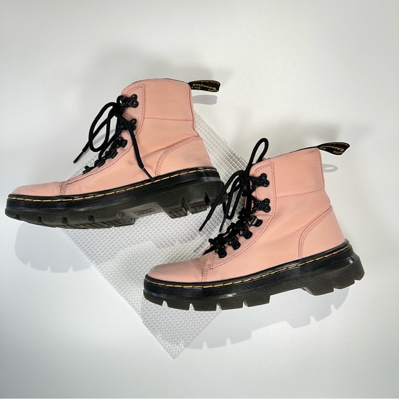 Dr Martens Combs Combat Boots Ankle Pink Lace Up Lug Sole Womens US 6 - Picture 3 of 13